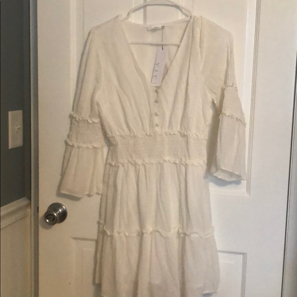 White fit and flare dress